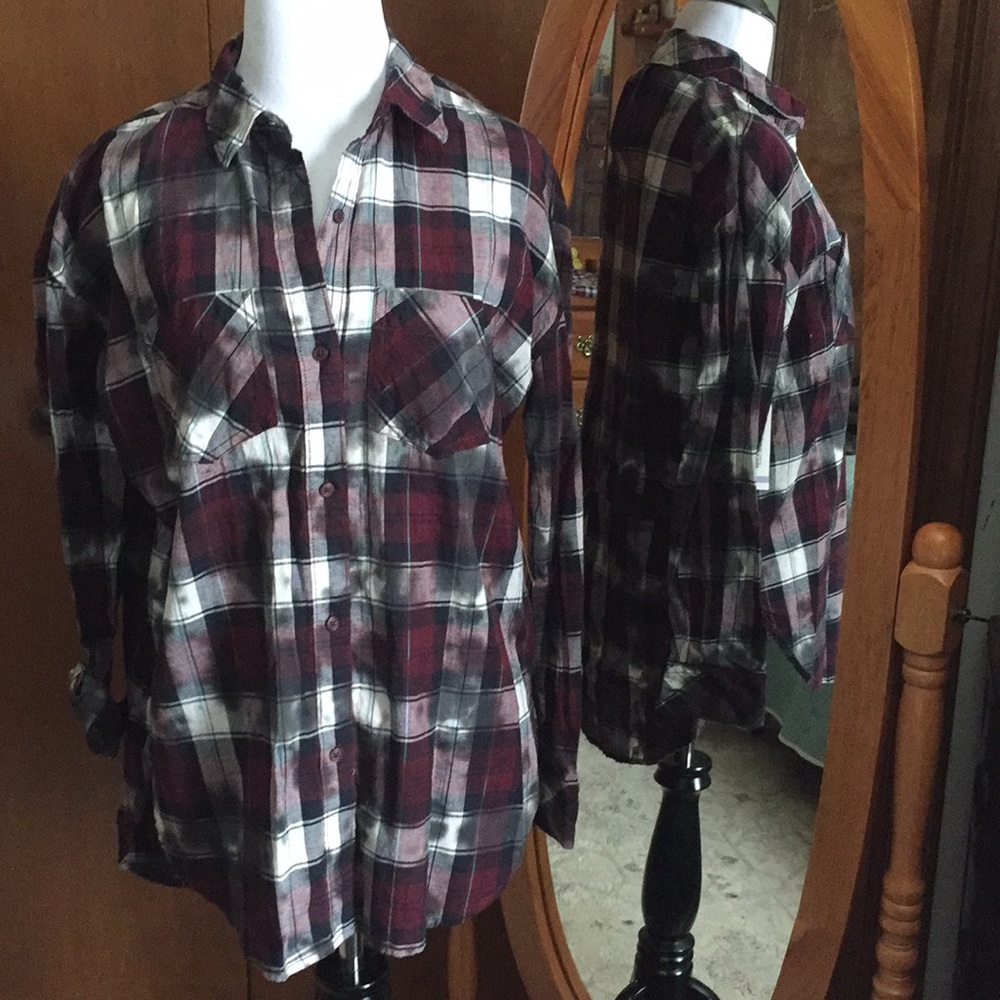 Tie-dye flannel blouse